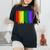 Binghamton New York Lgbtq Gay Pride Rainbow Skyline Women's Oversized Comfort T-Shirt Black
