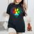 Dog Lover Mom Dad Colorful Heart Dog Paw Print Women's Oversized Comfort T-Shirt Black