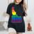 Gay Pride Flag Idaho State Map Rainbow Stripes Women's Oversized Comfort T-Shirt Black