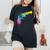 Gun Dripping Rainbow Graffiti Paint Artist Revolver Women's Oversized Comfort T-Shirt Black