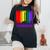 Nashville Tennessee Lgbtq Gay Pride Rainbow Skyline Women's Oversized Comfort T-Shirt Black