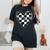 Race Car Checker Flag Racing Heart Auto Racer Women's Oversized Comfort T-Shirt Black