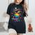 Rainbow Turtle Be Happy In Your Own Shell Autism Awareness Women's Oversized Comfort T-Shirt Black