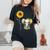 You-Are-My-Sunshine Elephant Sunflower Hippie Quote Song Women's Oversized Comfort T-Shirt Black