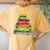 Crayon Christmas Tree Teacher Student Xmas Teacher Pajamas Women's Oversized Comfort T-Shirt Back Print Mustard