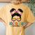 Cute 100Th Day Of School Girls Messy Bun 100 Days Smarter Women's Oversized Comfort T-Shirt Back Print Mustard