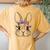 Cute Bunny Rabbit Face Tie Dye Glasses Girl Happy Easter Day Women's Oversized Comfort T-Shirt Back Print Mustard