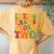 Groovy Pregnant Mom Pregnancy Eating Tacos For Two Women's Oversized Comfort T-Shirt Back Print Mustard