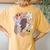 Retro Groovy Easter Vibes Smile Face Rabbit Bunny Girl Women's Oversized Comfort T-Shirt Back Print Mustard