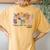 Retro Groovy Helping Little Ones Bloom Babies Flower Midwife Women's Oversized Comfort T-Shirt Back Print Mustard