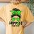 Support Squad Messy Bun Green Ribbon Mental Health Awareness Women's Oversized Comfort T-Shirt Back Print Mustard