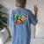Floral Watercolor Hummingbird & Butterfly Women's Oversized Comfort T-Shirt Back Print Blue Jean Floral Watercolor Hummingbird & Butterfly Women's Oversized Comfort T-Shirt Back Print Blue Jean