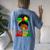 Celebrate Junenth Black Messy Bun 1865 Emancipation Women's Oversized Comfort T-Shirt Back Print Moss