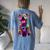 Cute Rainbow Pitbull Mom Dog Lover Pit Bull Owner Women's Women's Oversized Comfort T-Shirt Back Print Moss