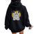 Boho Mystical Feathers Cat Moon Phases Cats Lovers Women Oversized Hoodie Back Print Black