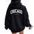 Chicago Illinois Vintage Varsity Style College Group Trip Women Oversized Hoodie Back Print Black