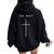 The Way Cross Minimalist Christian Religious Jesus Women Oversized Hoodie Back Print Black