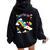 Cute Birthday Girl Orca Lovers & Killer Whale Lovers Rainbow Women Oversized Hoodie Back Print Black