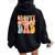 Groovy Dad Retro Fathers Day Colorful Peace Sign Smile Face Women Oversized Hoodie Back Print Black