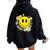 Be Happy Smile Face Retro Groovy Daisy Flower 70S Women Oversized Hoodie Back Print Black