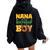 Nana Of The Birthday Boy Lion Family Matching Women Oversized Hoodie Back Print Black
