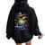 Rainbow Turtle Be Happy In Your Own Shell Autism Awareness Women Oversized Hoodie Back Print Black