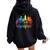 Retro Fort Lauderdale Skyline Rainbow Lgbt Lesbian Gay Pride Women Oversized Hoodie Back Print Black