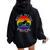 Ride With Pride Gay Bikers Lgbt Month Vintage Retro Rainbow Women Oversized Hoodie Back Print Black