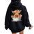 Scottish Baby Highland Cow Cattle Farm Floral Cute Cow Lover Women Oversized Hoodie Back Print Black