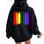 Seattle Washington Lgbtq Gay Pride Rainbow Skyline Women Oversized Hoodie Back Print Black