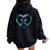 Texas Bluebonnets Blue Butterfly Women Oversized Hoodie Back Print Black