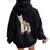 Trendy Funky Cartoon Chill Out Sloth Riding Llama Women Oversized Hoodie Back Print Black