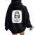 Zero Fucks Given Skull Messy Bun Hair Bleached Women Oversized Hoodie Back Print Black