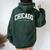 Chicago Illinois Vintage Varsity Style College Group Trip Women Oversized Hoodie Back Print Forest