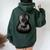Distressed Acoustic Guitar Vintage Player Rock & Roll Music Women Oversized Hoodie Back Print Forest