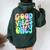 Good Vibes Only Tie Dye Groovy Retro 60S 70S Peace Love Women Oversized Hoodie Back Print Forest