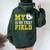 My Heart Is On That Field Crazy Soccer Mom Life Women Oversized Hoodie Back Print Forest