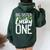 Lucky One First Birthday Big Sister Family St Patrick's Day Women Oversized Hoodie Back Print Forest