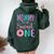Mommy Of The Sweet One Mom 1St Birthday Girl Donut Party Women Oversized Hoodie Back Print Forest