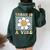 Three Is A Vibe Cute Groovy 3Rd Birthday Party Daisy Flower Women Oversized Hoodie Back Print Forest