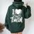 Twins Twin Brother Sister I Love My Twin Women Oversized Hoodie Back Print Forest