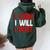 I Can I Will I Must Success Motivational Workout Men Women Oversized Hoodie Back Print Forest