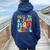 In My Autism Mom Era Autism Awareness Support Puzzle Groovy Women Oversized Hoodie Back Print Navy Blue