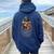 Baby Sloth In Fireman Helmet Pocket Women Oversized Hoodie Back Print Navy Blue