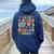 Have A Bussin Summer Bruh Groovy Teacher Last Day Of School Women Oversized Hoodie Back Print Navy Blue