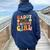 Daddy Of The Birthday Girl Daughter Groovy Dad Retro Theme Women Oversized Hoodie Back Print Navy Blue