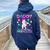 Daddy Of The Birthday Princess Girl Flossing Unicorn Daddy Women Oversized Hoodie Back Print Navy Blue
