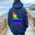 Distressed State Of Idaho Lgbt Rainbow Gay Pride Women Oversized Hoodie Back Print Navy Blue