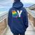 Lgbt Georgia Gay Distressed Rainbow Flag Present Women Oversized Hoodie Back Print Navy Blue