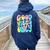 Good Vibes Only Tie Dye Groovy Retro 60S 70S Peace Love Women Oversized Hoodie Back Print Navy Blue